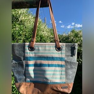 The Sak 100% striped leather tote handbag, purse
